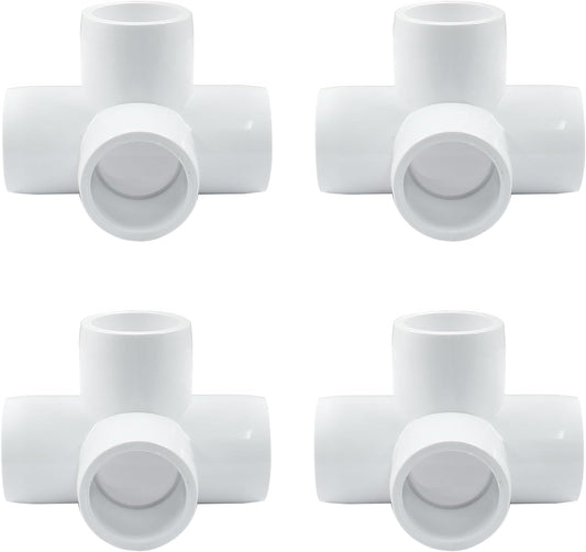 Biaungdo 4 Pcs 1/2" PVC Pipe Fitting, 4 Way Elbow Pipe Connector Furniture Grade Corner Fittings PVC Elbow V1259-DP01-D-23