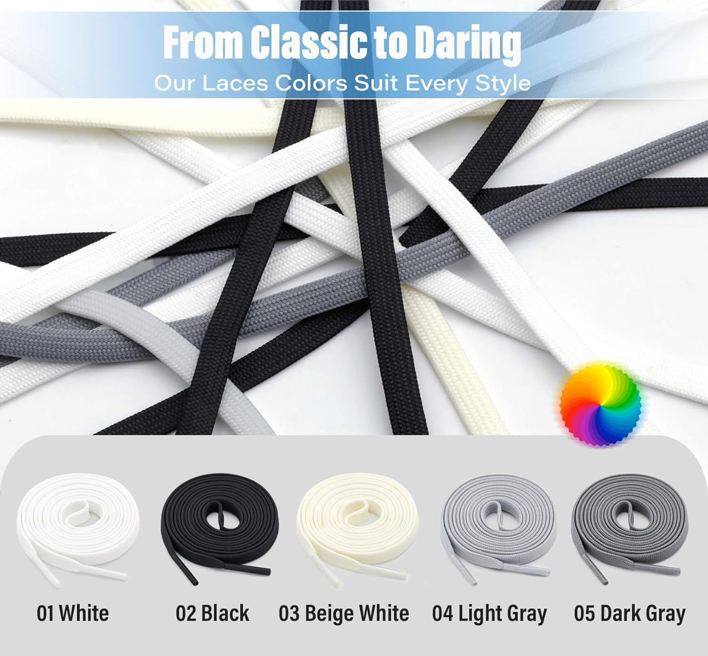 Thin lat Shoe Laces: Athletic Hollow Solid Color Shoelaces or Sneakers 1 Pair V1259-DP01-D-233