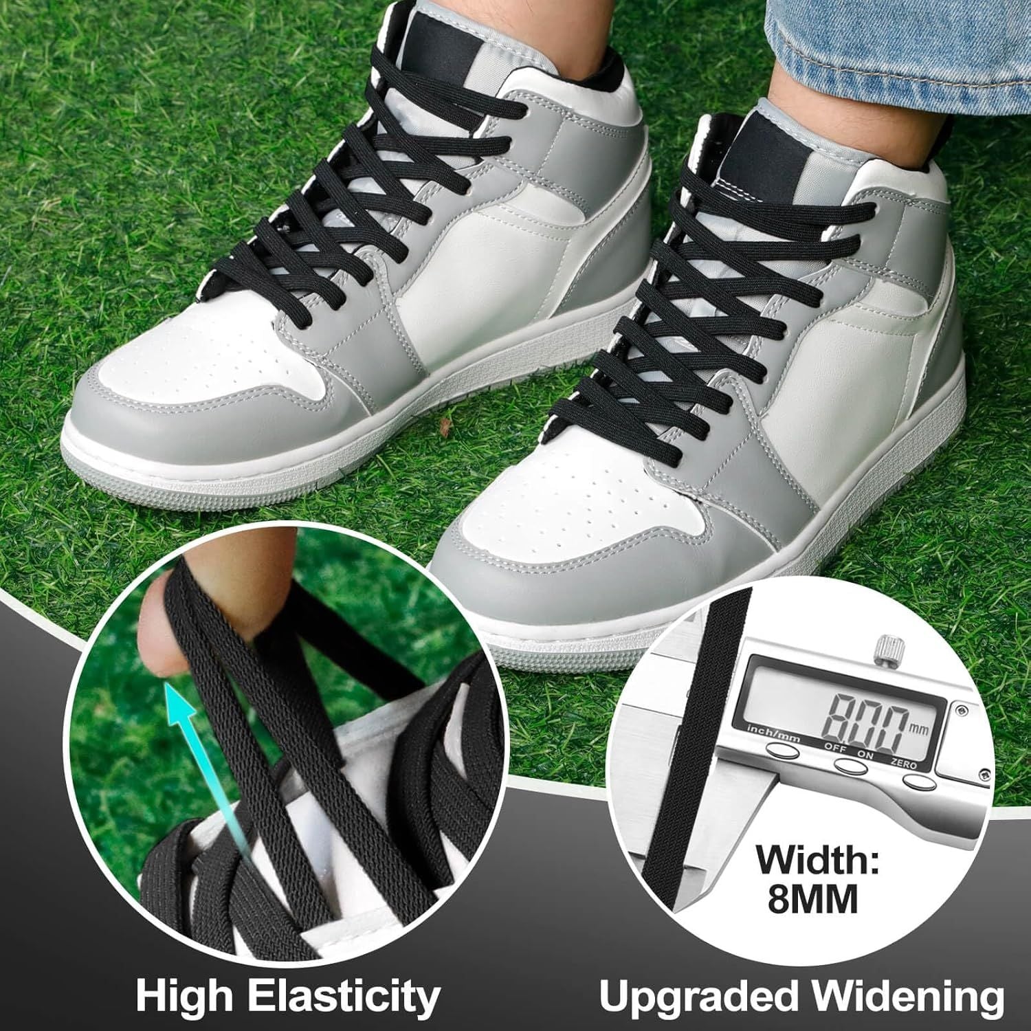 lat Elastic Shoe Laces: Stretch Shoelaces or Sneakers 2 Pair V1259-DP01-D-234