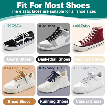 lat Elastic Shoe Laces: Stretch Shoelaces or Sneakers 2 Pair V1259-DP01-D-234