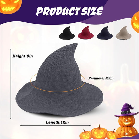 Women Witch Hat or Halloween Wool Hats Wide Brim Spire Knitted Cap or Party Masquerade Cosplay Costume Daily V1259-DP01-D-235