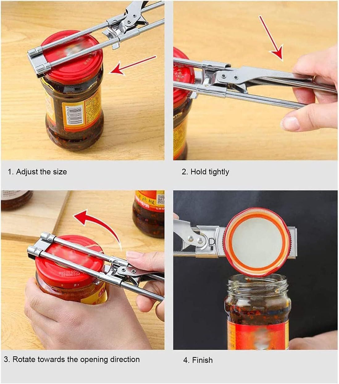 Master Jar & Bottle Opener, Adjustable Multiunctional Stainless Steel Can Opener Jar Lid Gripper, V1259-DP01-D-236