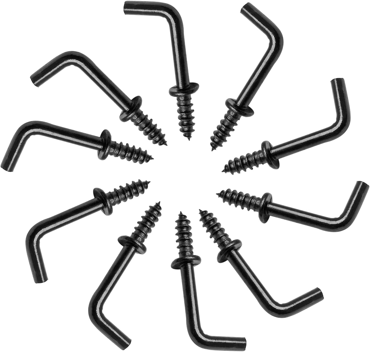 Biaungdo 100 Pack 1/2" L Hooks, Black Screw in Hooks Small L Shaped Hooks Right Angle Screw Hooks 7 Shape V1259-DP01-D-24