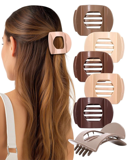 6Pcs lat Hair Clips or Women Strong Grip Curved Claw Clip or Thin Hair Non-slip Plastic Hair Barrettes V1259-DP01-D-241