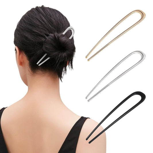 3Pcs rench Hair Pins or Women - Metal Hair orks or Elegant Bun, Twist & Chignon Hairstyle Accessories V1259-DP01-D-243