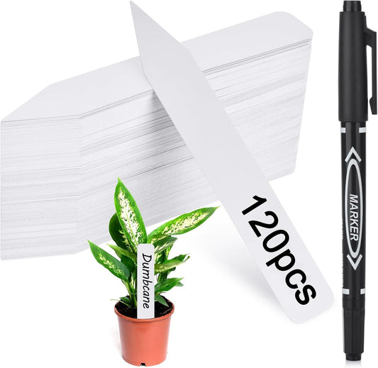 Plant Labels 120PCS, Outdoor Waterproo Garden Markers, Plastic Nursery Seed Plant Tags with Bonus a Permanent V1259-DP01-D-245