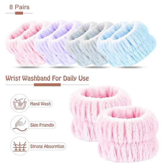 Wrist Bands or Washing ace, 8pcs Spa ace Washing Wristbands, Microiber Arm Wrist Towels, Absorbent Wash V1259-DP01-D-246