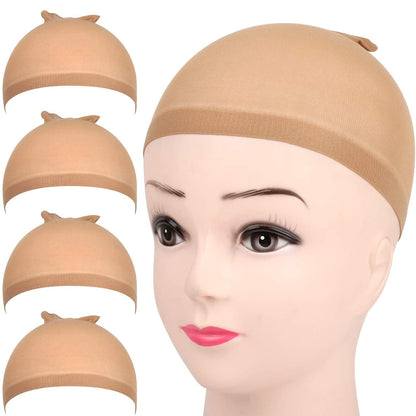 4 pieces Light Brown Stocking Wig Caps Stretchy Nylon Wig Caps or Women V1259-DP01-D-251