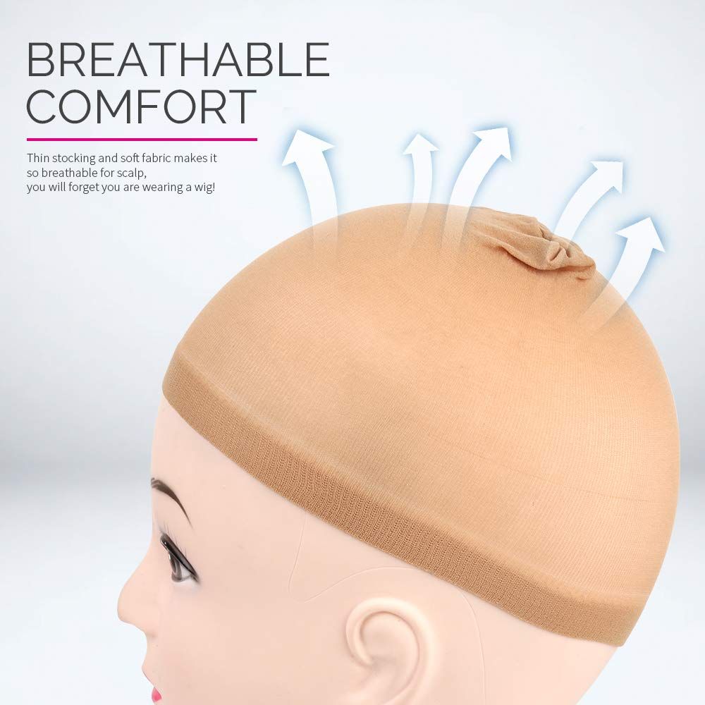 4 pieces Light Brown Stocking Wig Caps Stretchy Nylon Wig Caps or Women V1259-DP01-D-251