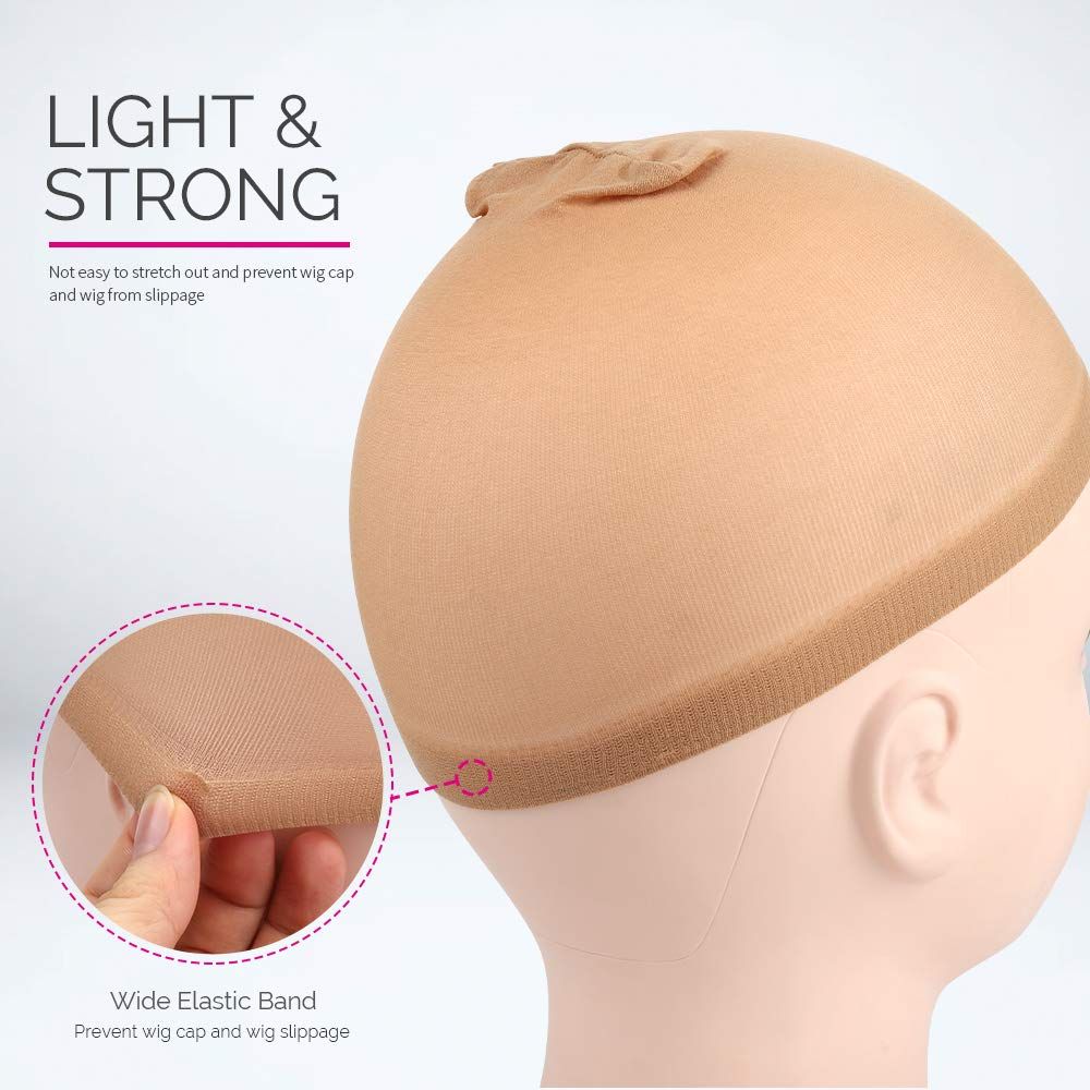 4 pieces Light Brown Stocking Wig Caps Stretchy Nylon Wig Caps or Women V1259-DP01-D-251