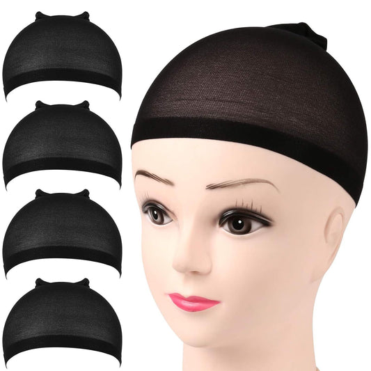 Wig Cap, Nylon Wig Caps, 4 Pieces Stocking Wig Caps or Women (Black) V1259-DP01-D-254