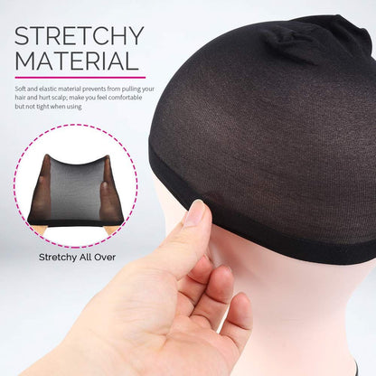 Wig Cap, Nylon Wig Caps, 4 Pieces Stocking Wig Caps or Women (Black) V1259-DP01-D-254