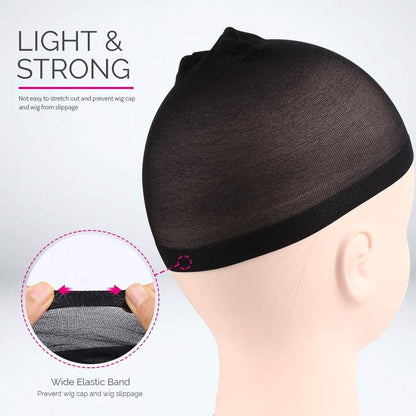 Wig Cap, Nylon Wig Caps, 4 Pieces Stocking Wig Caps or Women (Black) V1259-DP01-D-254