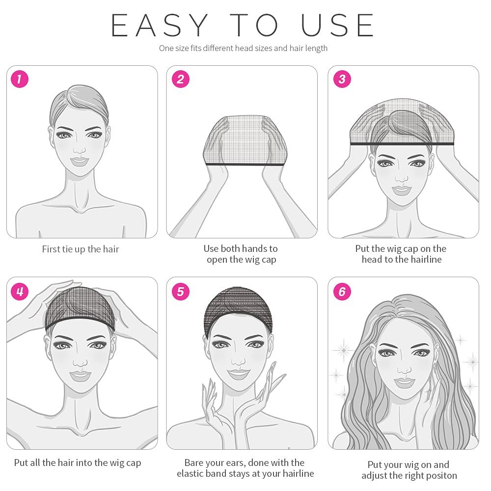 Wig Cap, Nylon Wig Caps, 4 Pieces Stocking Wig Caps or Women (Black) V1259-DP01-D-254