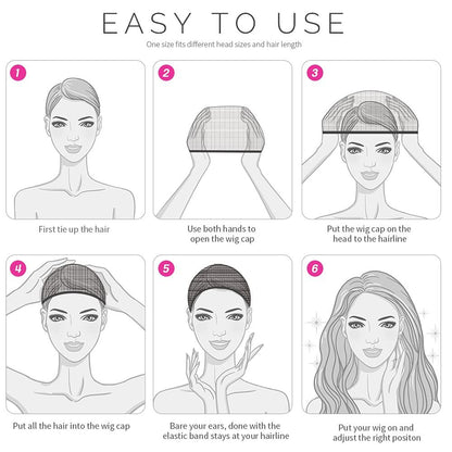 Wig Cap, Nylon Wig Caps, 4 Pieces Stocking Wig Caps or Women (Black) V1259-DP01-D-254
