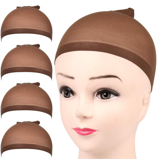 Wig Cap, 4 pieces Dark Brown Stocking Wig Caps Stretchy Nylon Wig Caps or Women V1259-DP01-D-256
