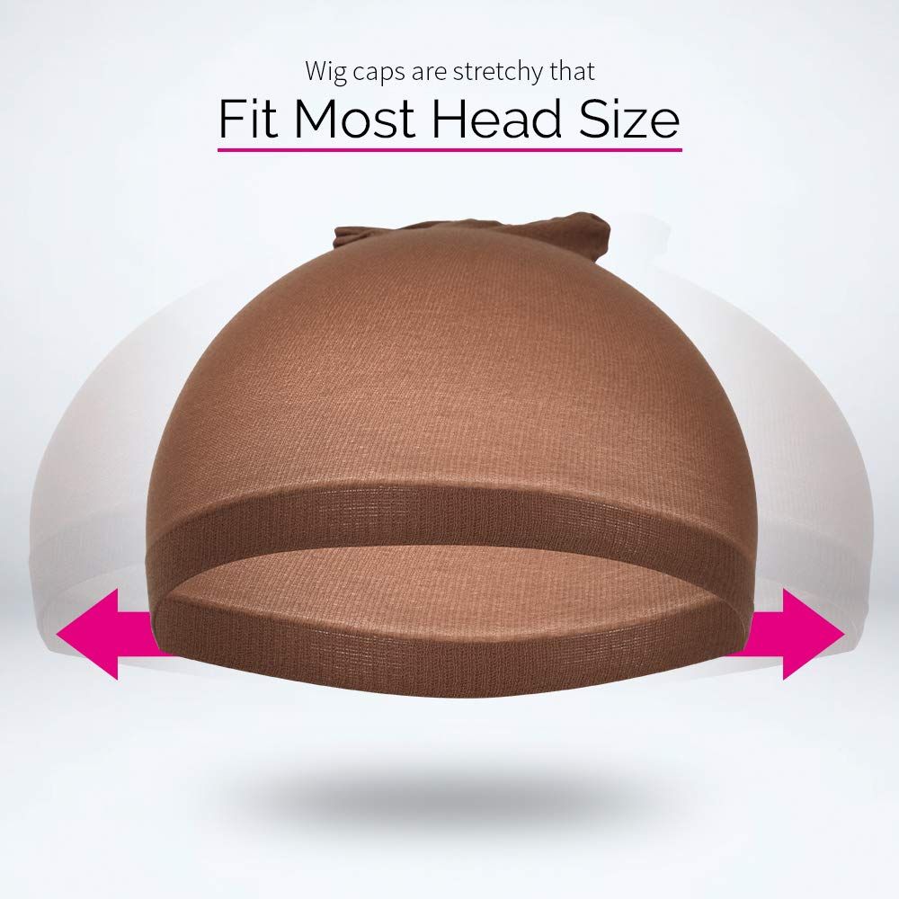Wig Cap, 4 pieces Dark Brown Stocking Wig Caps Stretchy Nylon Wig Caps or Women V1259-DP01-D-256