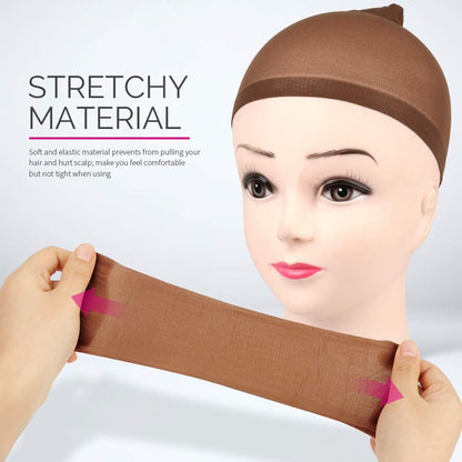 Wig Cap, 4 pieces Dark Brown Stocking Wig Caps Stretchy Nylon Wig Caps or Women V1259-DP01-D-256