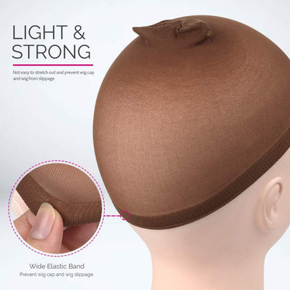 Wig Cap, 4 pieces Dark Brown Stocking Wig Caps Stretchy Nylon Wig Caps or Women V1259-DP01-D-256