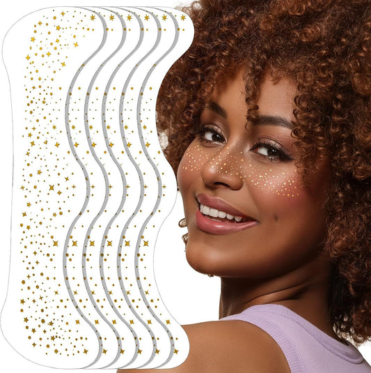 6PCS Glitter reckles ace, Glitter Makeup Speckles. Makeup Patches, ace Speckles or Women, (Gold) V1259-DP01-D-265