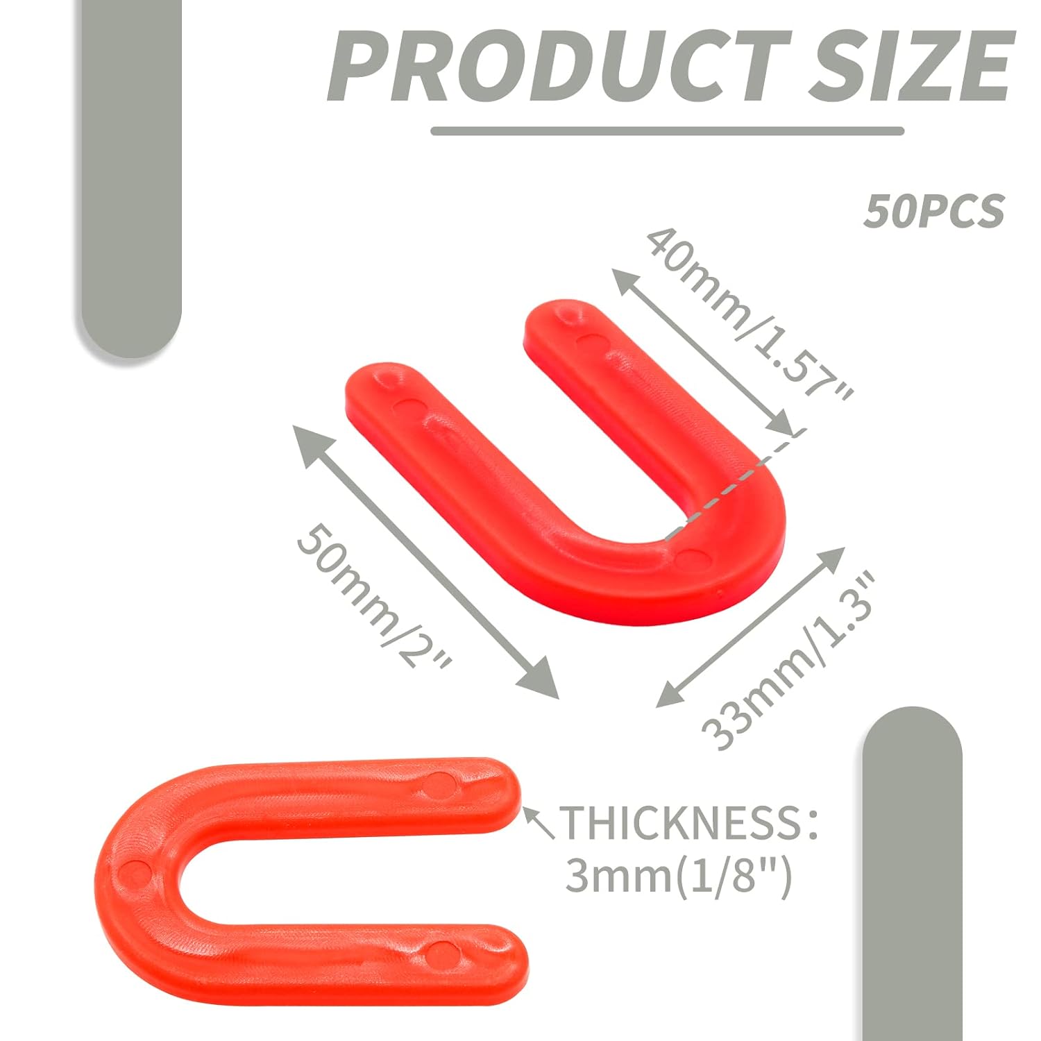 Biaungdo 50 Pcs Horseshoe Shim Tile Spacers, 1/8 Inch U Shape Tile Spacers Plastic Shims Structural Shims for V1259-DP01-D-28