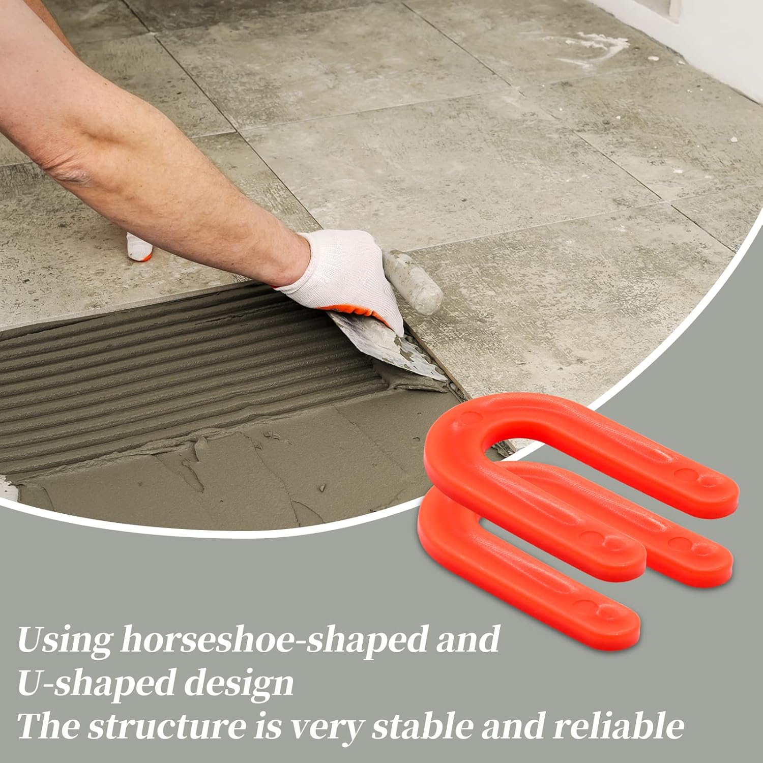 Biaungdo 50 Pcs Horseshoe Shim Tile Spacers, 1/8 Inch U Shape Tile Spacers Plastic Shims Structural Shims for V1259-DP01-D-28