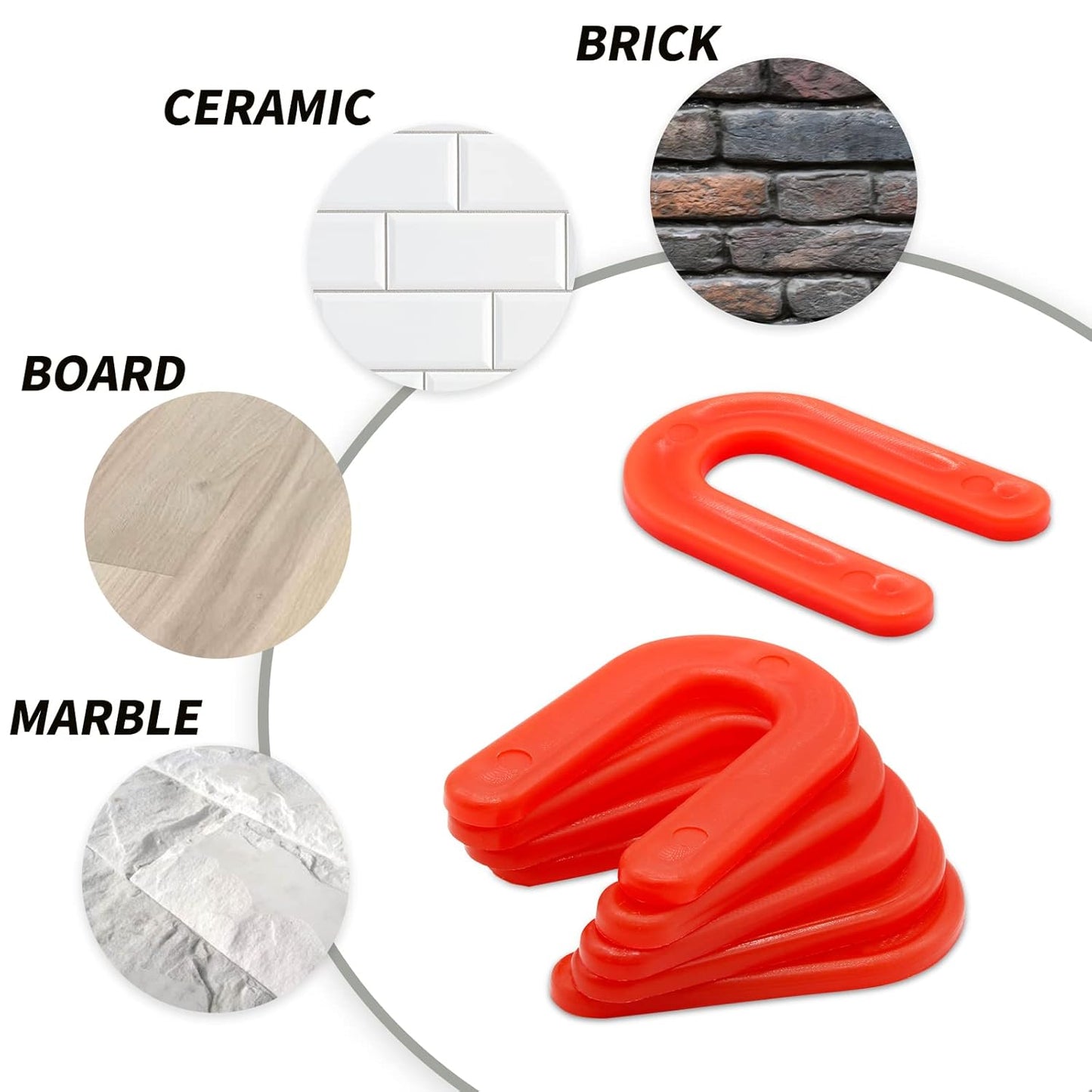 Biaungdo 50 Pcs Horseshoe Shim Tile Spacers, 1/8 Inch U Shape Tile Spacers Plastic Shims Structural Shims for V1259-DP01-D-28