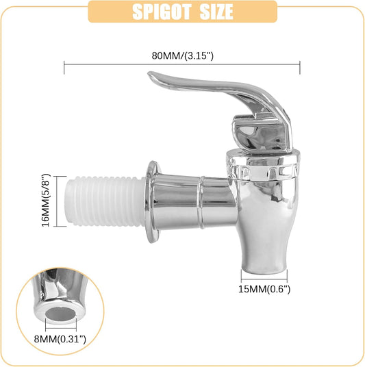 Biaungdo 2 Pcs Replacement Spigot for Beverage Dispenser, Silver Push Style Beverage Dispenser Carafe Spigot V1259-DP01-D-3