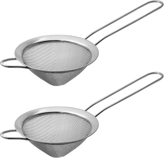 Biaungdo 2 Pcs 8.5 cm/3.3 Inch Fine Mesh Strainer, Stainless Steel Tea Strainer Conical Mesh Strainers Sieve V1259-DP01-D-30