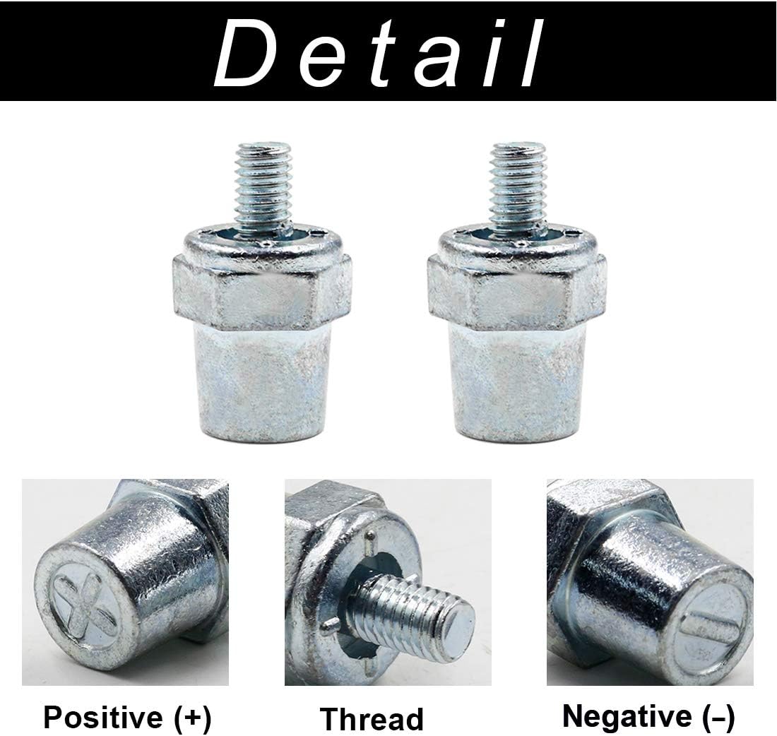 Biaungdo One Pair Zinc Alloy Battery Side Terminal Charging Posts Fit 8mm Positive (+) or Negative (-) V1259-DP01-D-36