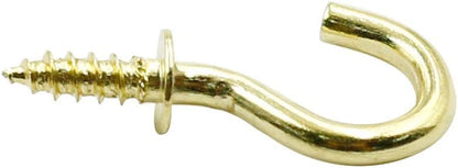 Biaungdo 100 Pcs 1/2" Ceiling Cups Hooks Screw Hooks Ceiling Cup Hooks Self-Tapping Screws Hooks Gold V1259-DP01-D-4