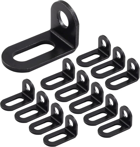 Biaungdo 18x18x33mm/0.7"x0.7"x1.3" Adjustable Right Angle Brackets L-Shape Corner Brace Support Black- (30 V1259-DP01-D-40