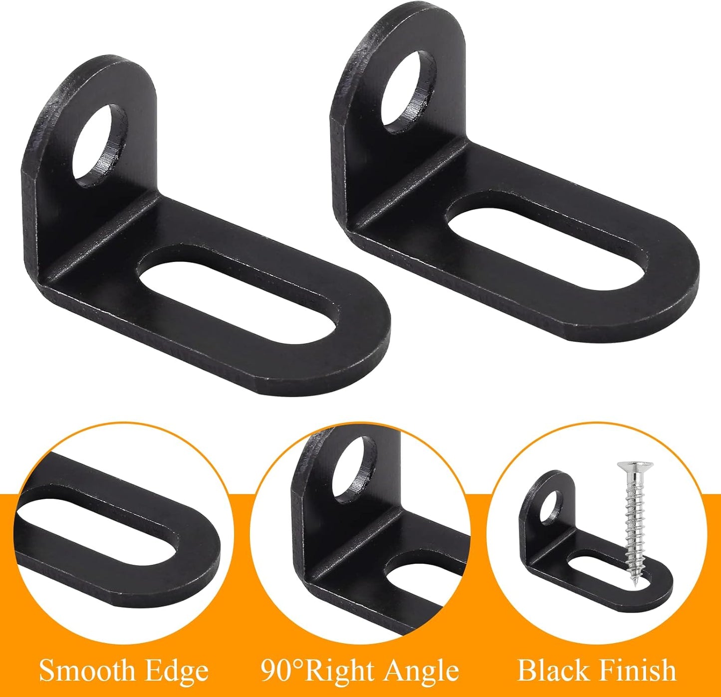 Biaungdo 18x18x33mm/0.7"x0.7"x1.3" Adjustable Right Angle Brackets L-Shape Corner Brace Support Black- (30 V1259-DP01-D-40