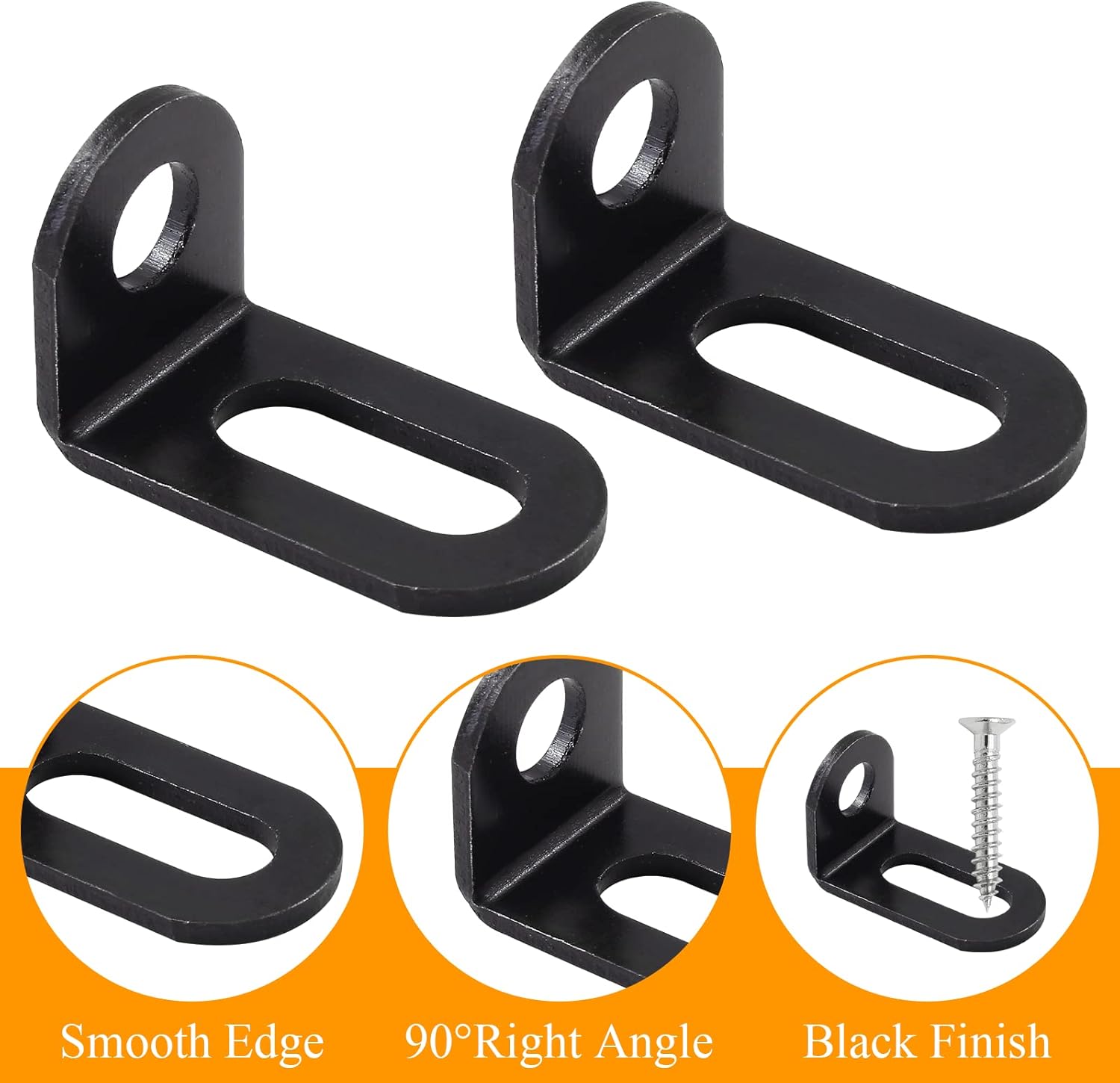 Biaungdo 18x18x33mm/0.7"x0.7"x1.3" Adjustable Right Angle Brackets L-Shape Corner Brace Support Black- (30 V1259-DP01-D-40