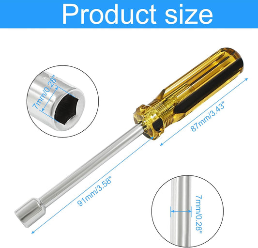 Biaungdo 7mm Socket Wrench Screwdriver, Hex Socket Wrench High-Carbon Steel Hexagon Nut Driver Non-Magnetic V1259-DP01-D-42