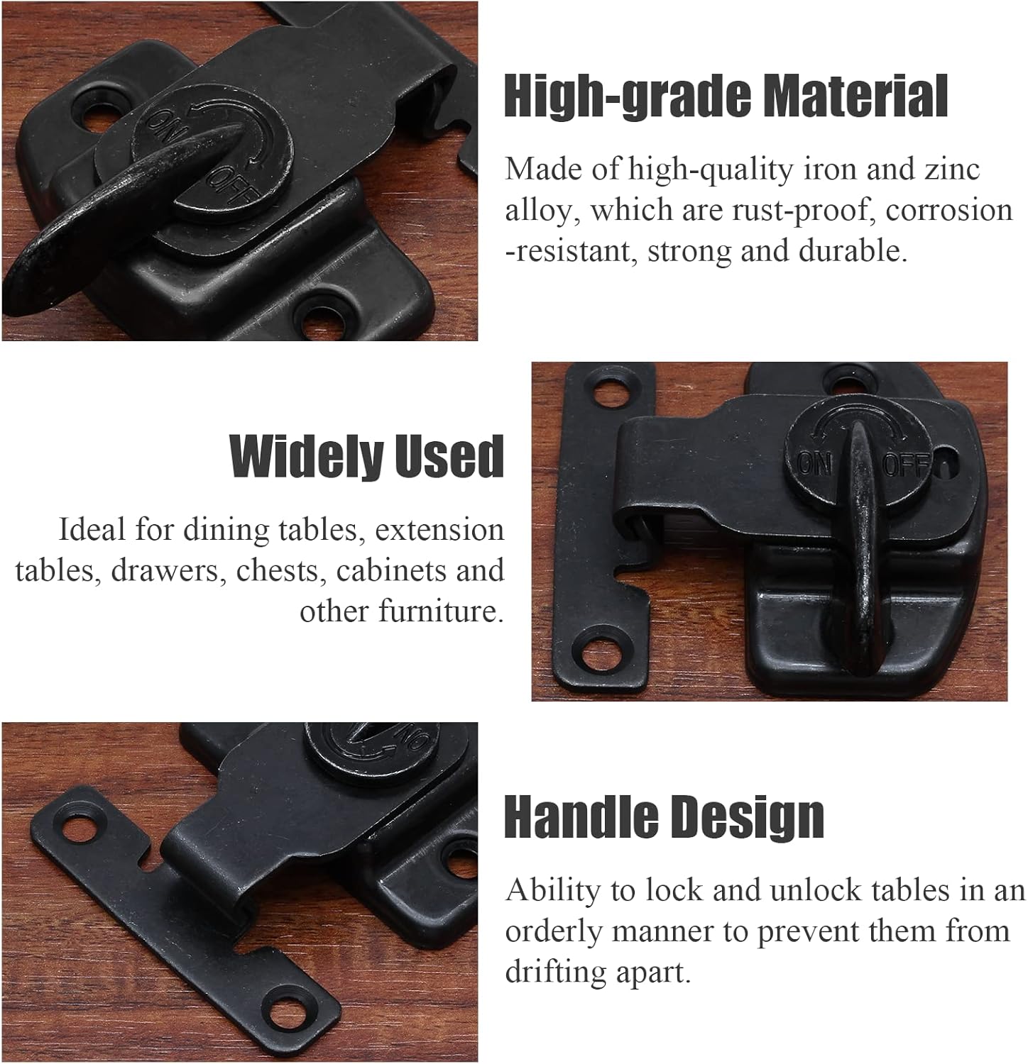 Biaungdo 4 Pieces Metal Dining Table Locks Dining Training Table Buckles Latches Table Connectors Leaf Latch V1259-DP01-D-43