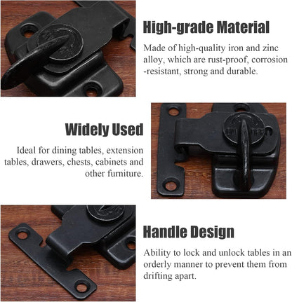 Biaungdo 4 Pieces Metal Dining Table Locks Dining Training Table Buckles Latches Table Connectors Leaf Latch V1259-DP01-D-43