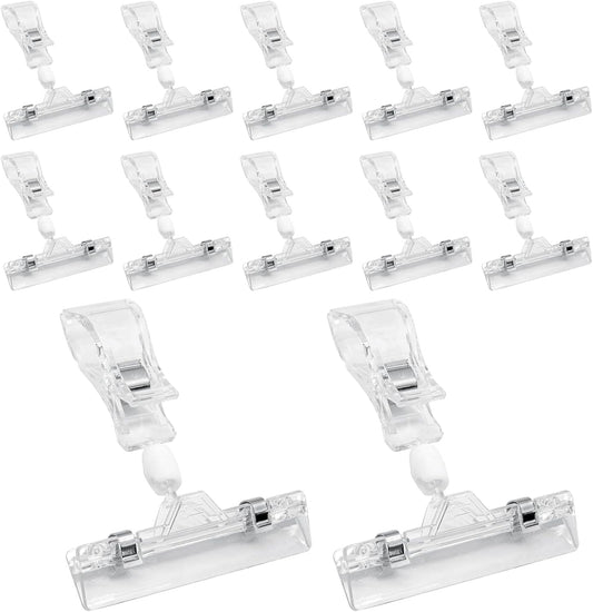 Biaungdo 12 Pcs Rotating Clip Swivel Sign Rotatable Holding Clamp, Clear Rotating Sign Clip Price Display V1259-DP01-D-46