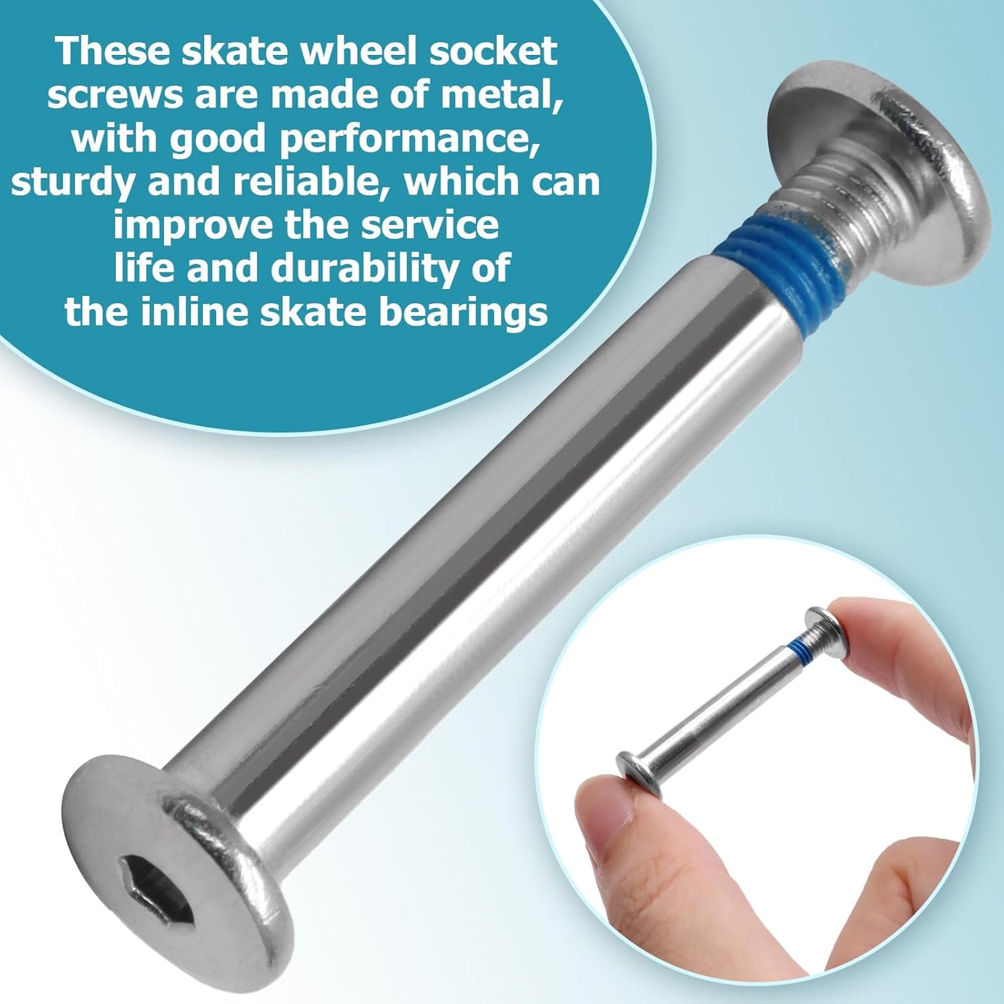 Biaungdo 5 Sets 32mm Inline Skate Wheels Screws, 6mm OD Inline Skate Replacement Bearings Roller Skating V1259-DP01-D-48