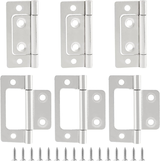 Biaungdo 6 Pcs Non-Mortise Door Hinges, 2 inch x 1 inch Bifold Butt Cabinet Hinges Vintage Furniture Hardware V1259-DP01-D-49