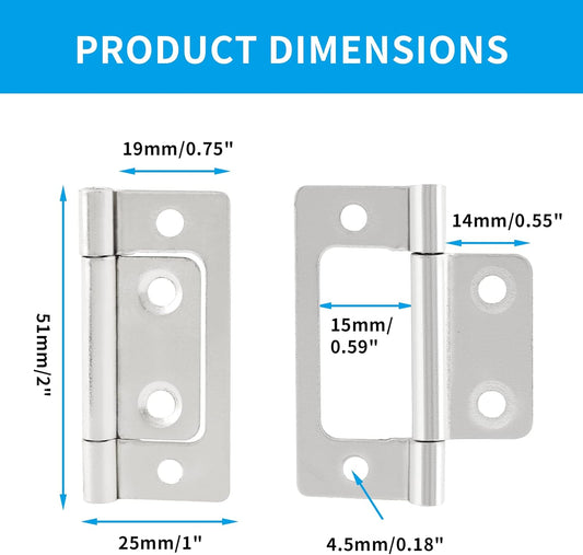Biaungdo 6 Pcs Non-Mortise Door Hinges, 2 inch x 1 inch Bifold Butt Cabinet Hinges Vintage Furniture Hardware V1259-DP01-D-49
