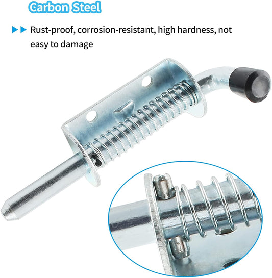 Biaungdo 2 Pcs 5 Inch Spring Loaded Latch Pin, Heavy Duty Carbon Steel Barrel Bolt Latch, Sliding Door Lock V1259-DP01-D-50
