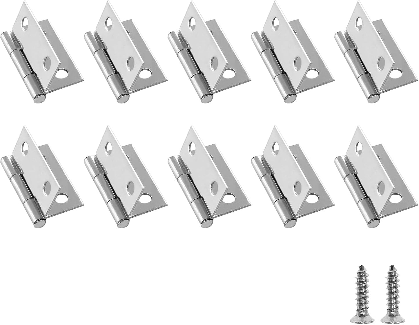 Biaungdo 10 Pack 1 Inch Butt Hinge, Stainless Steel Folding Butt Hinges, Cabinet Mini Hinges Small Box Hinges V1259-DP01-D-59