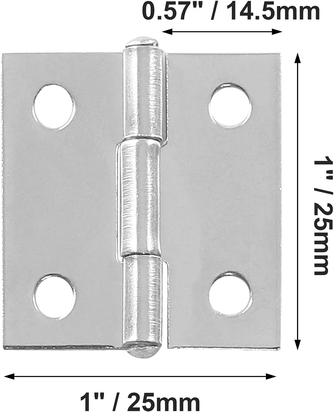 Biaungdo 10 Pack 1 Inch Butt Hinge, Stainless Steel Folding Butt Hinges, Cabinet Mini Hinges Small Box Hinges V1259-DP01-D-59