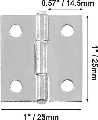 Biaungdo 10 Pack 1 Inch Butt Hinge, Stainless Steel Folding Butt Hinges, Cabinet Mini Hinges Small Box Hinges V1259-DP01-D-59