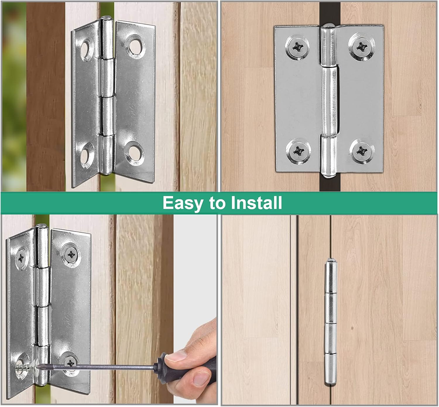 Biaungdo 10 Pack 1 Inch Butt Hinge, Stainless Steel Folding Butt Hinges, Cabinet Mini Hinges Small Box Hinges V1259-DP01-D-59