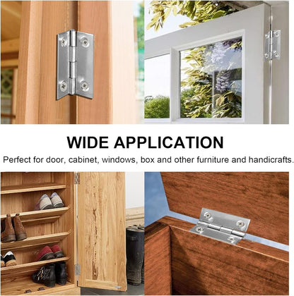 Biaungdo 10 Pack 1 Inch Butt Hinge, Stainless Steel Folding Butt Hinges, Cabinet Mini Hinges Small Box Hinges V1259-DP01-D-59