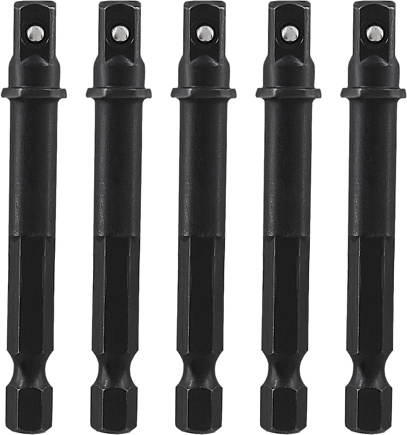 Biaungdo Square Socket Bit Adapter, 5 Pcs 1/4 Hex Impact Socket Extension Socket Driver Bits Set Impact V1259-DP01-D-62