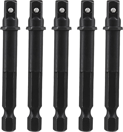 Biaungdo Square Socket Bit Adapter, 5 Pcs 1/4 Hex Impact Socket Extension Socket Driver Bits Set Impact V1259-DP01-D-62