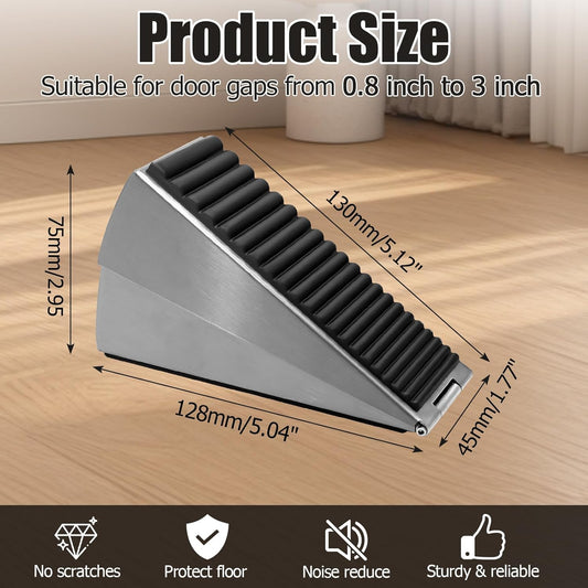 Biaungdo 1 Pack Heavy Duty Door Stopper, Up to 3 Inch Tall Adjustable Spring Loaded Large Door Stopper Wedge V1259-DP01-D-64